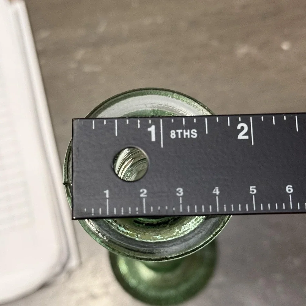 Vintage Green‎ Glass Candlestick Holder 11